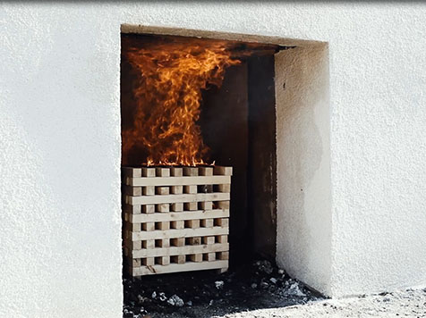 EPS Degumo bandymas - gaisro poveikio fasado apdailai vertinimas