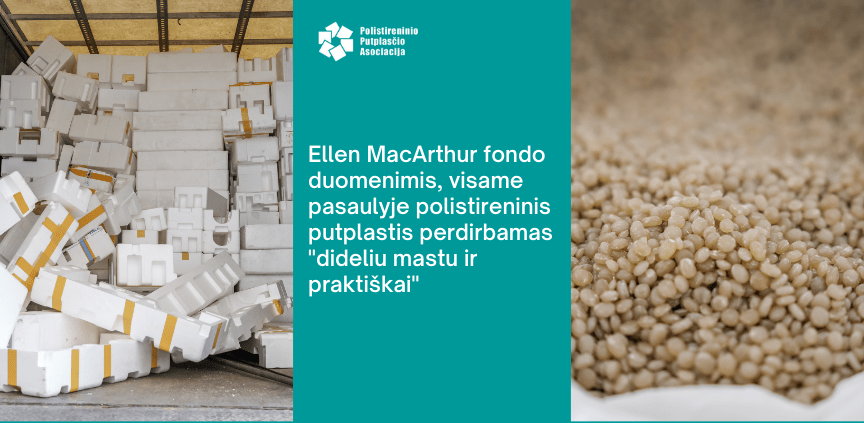 Ellen MacArthur fondo duomenimis, visame pasaulyje polistireninis putplastis perdirbamas 